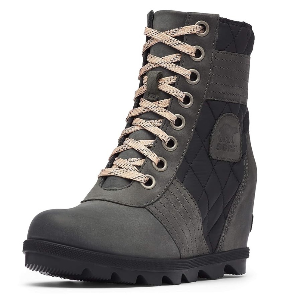 Sorel Sz 6 Women's Lexie Wedge Boot Waterproof Dark Slate Leather Textile